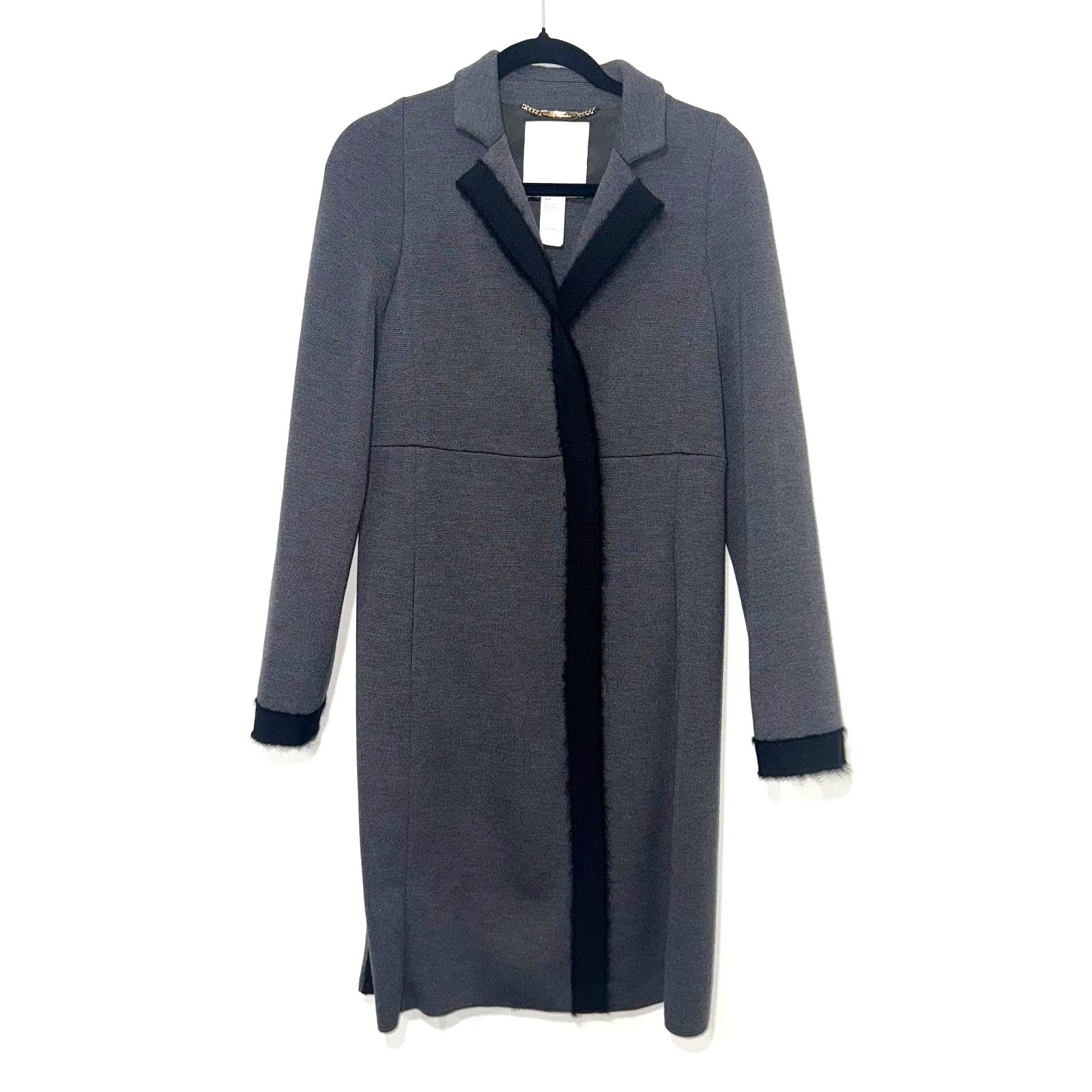 Les Copains 100% Wool Heavy Knit Coat - Gray/Black S